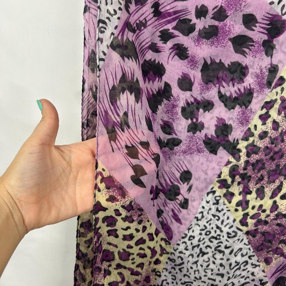 Purple Animal Print Lightweight Long Scarf Patchwork Leopard Cheetah Zebra - Picture 4 of 7